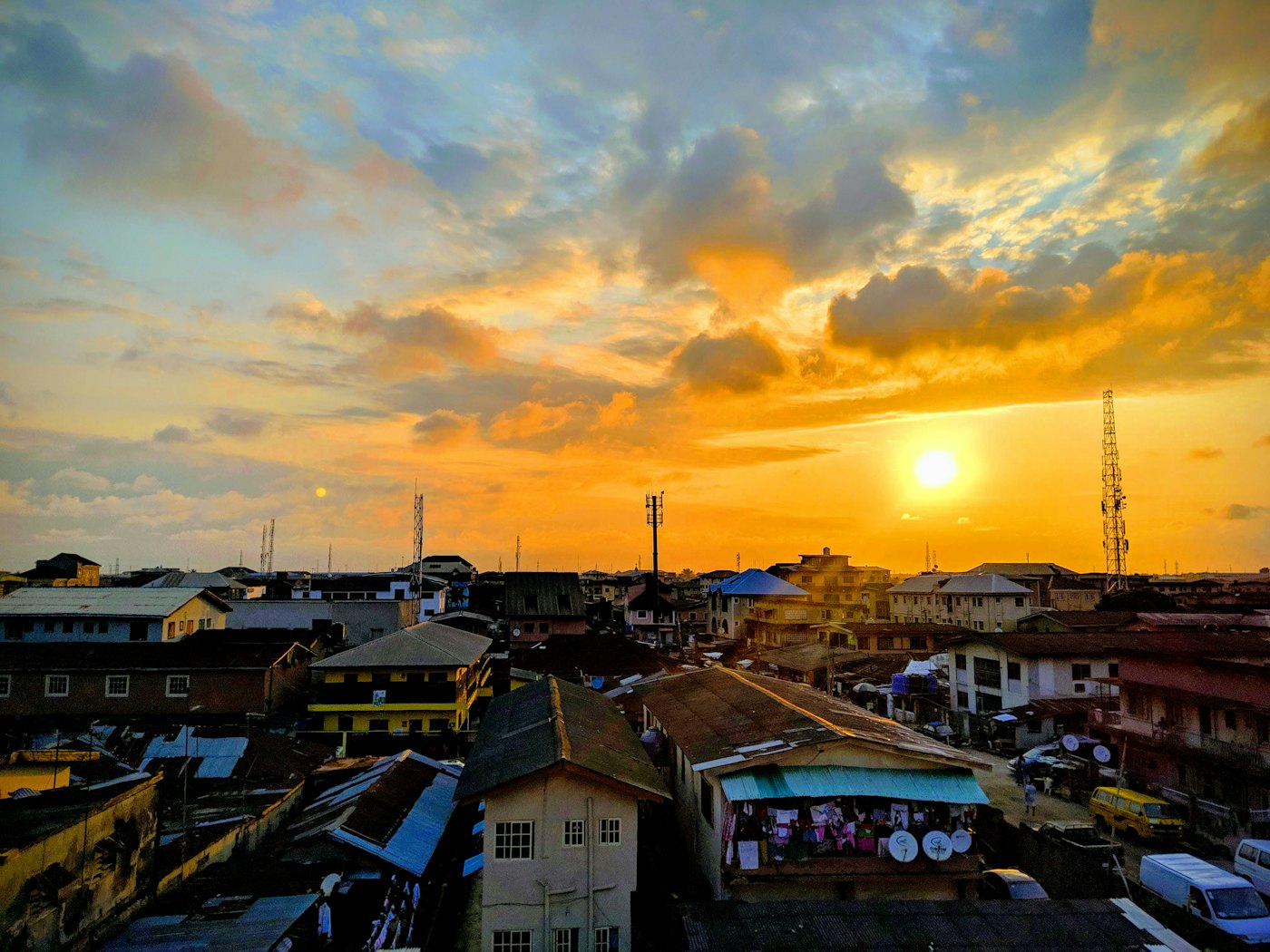 Aerial view of Lagos at sunset