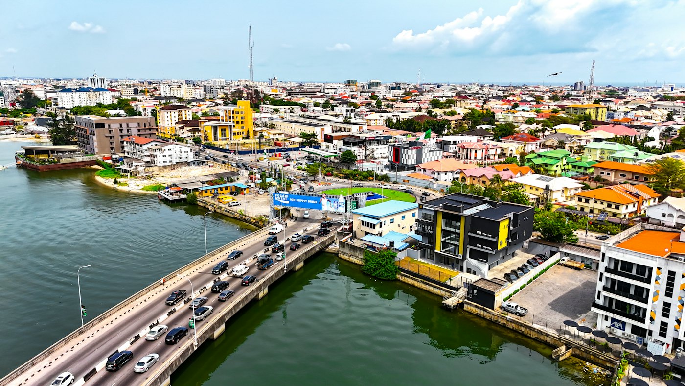 Aerial view of a busy Lagos street